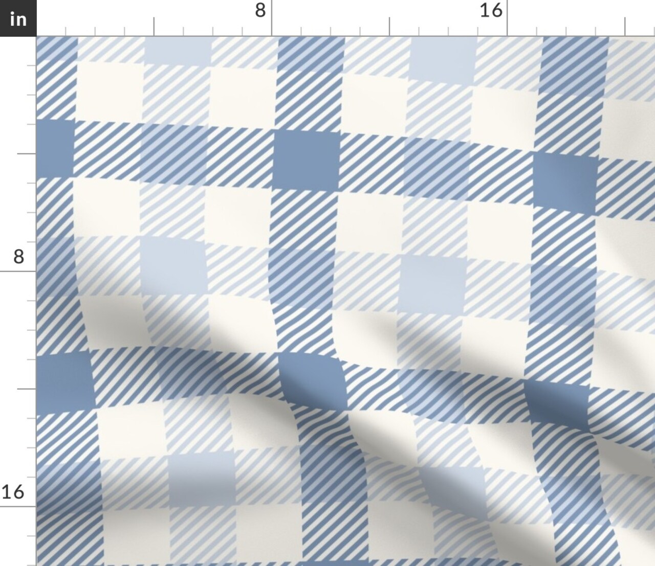 Cottagecore Gingham Spring Check Crosshatch Plaid Cottage Preppy Nursery Blue Windowpane Check Farmhouse Rustic Country Stripe Custom Printed Fabric by Spoonflower Various Fabrics by the Yard or Fat Quarter